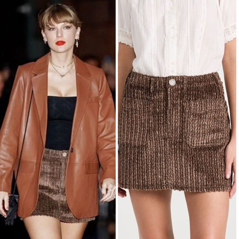 Acne Studios Isy Irregular Wale Brown Corduroy Miniskirt FR36 US 4